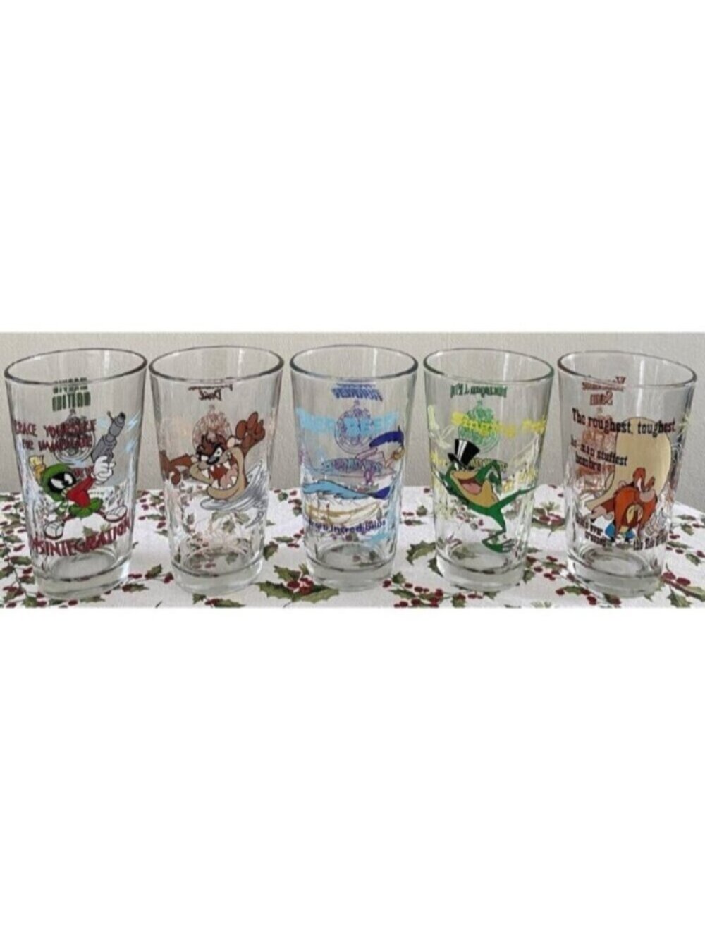 FIVE Pint Glasses Looney Tunes Toon Tumblers Warner Bros. Cartoons Collector USA
